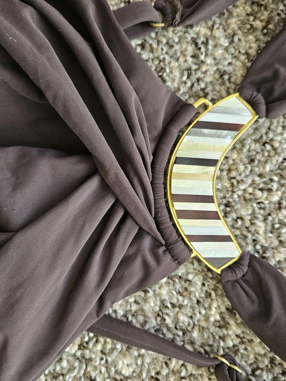 Miraclesuit Chocolate Brown One-Piece Swimsuit with Decorative Neck Detail - Picture 2 of 4